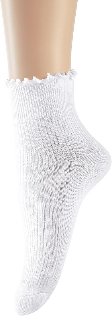 UTTPLL Ruffle Crew Socks Women Turn-Cuff Athletic Aesthetic Lettuce Socks Ladies Thin Lovely Cott... | Amazon (US)