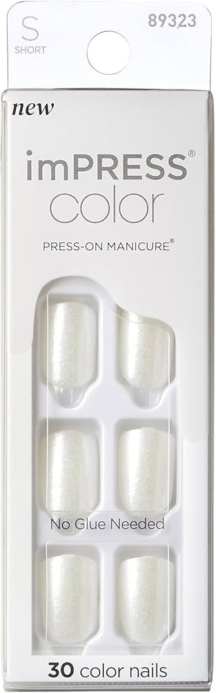 KISS imPRESS Color No Glue Mani 30 Pcs Press On Nails, Light White, Short Size, Squoval Shape, Si... | Amazon (US)