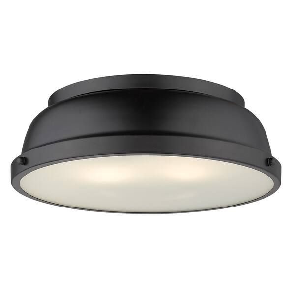 Duncan 14-inch Flush Mount in Aged Brass with an Aged Brass Shade - Bed Bath & Beyond - 14075526 | Bed Bath & Beyond