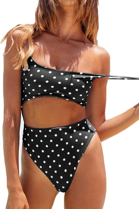 Meyeeka Womens Scoop Neck Cut Out Front Lace Up Back High Cut Monokini One Piece Swimsuit | Amazon (US)