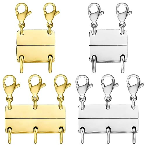 Qulltk Necklace Layering Clasp Magnetic Clasps for Jewelry, Gold and Silver Separator for Stackable Necklaces and Chains | Amazon (US)