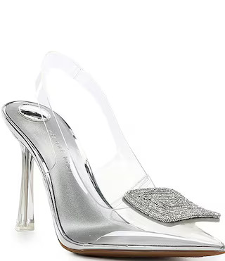 Jaspar Clear Mismatched Rhinestone Ornament Slingback Pumps | Dillard's