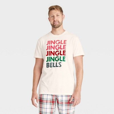 Men's Plaid Jingle Bells Matching Holiday Pajama T-Shirt - Wondershop™ White | Target