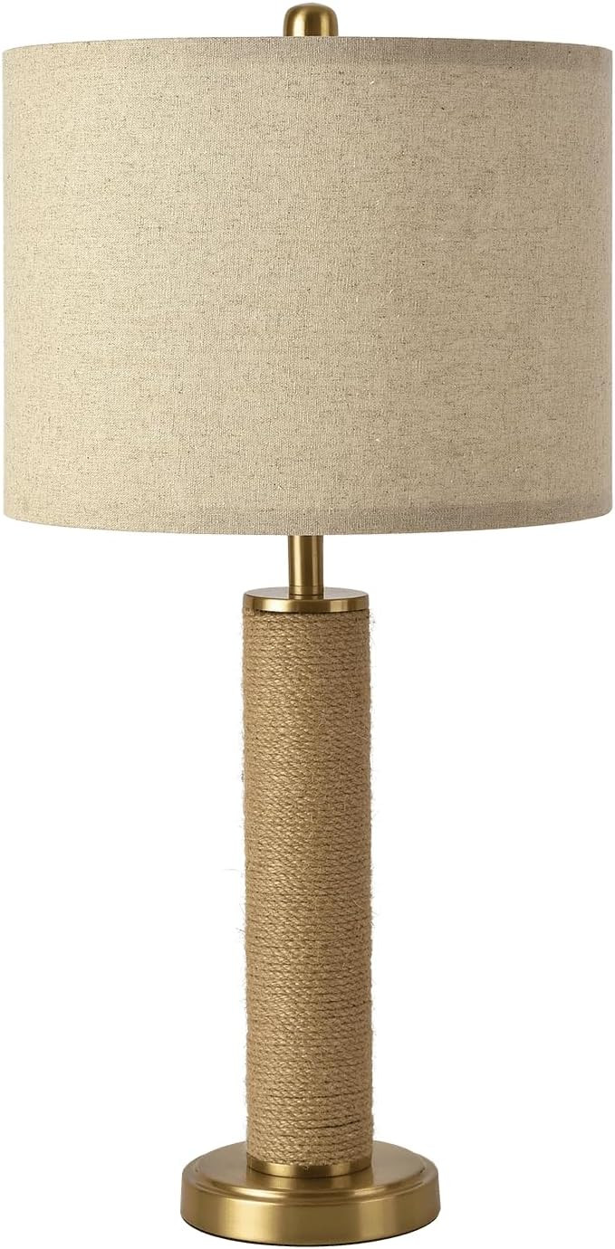 Boho Table Lamp for Bedroom, Brass Gold Wicker Table Lamp, Suitable for Small Space, Farmhouse Bo... | Amazon (US)