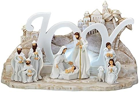 Amazon.com: Collections Etc Hand-Painted & LED Lighted The Season of Joy Nativity : Home & Kitche... | Amazon (US)