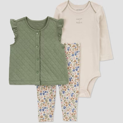 Carter's Just One You® Baby Girls' Floral Top & Bottom Set - Green | Target