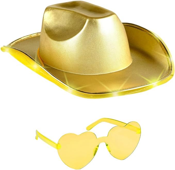 Funcredible Gold Light Up Cowgirl Hats for Women Western - Stylish Cowboy Hats for Women’s Fash... | Amazon (US)