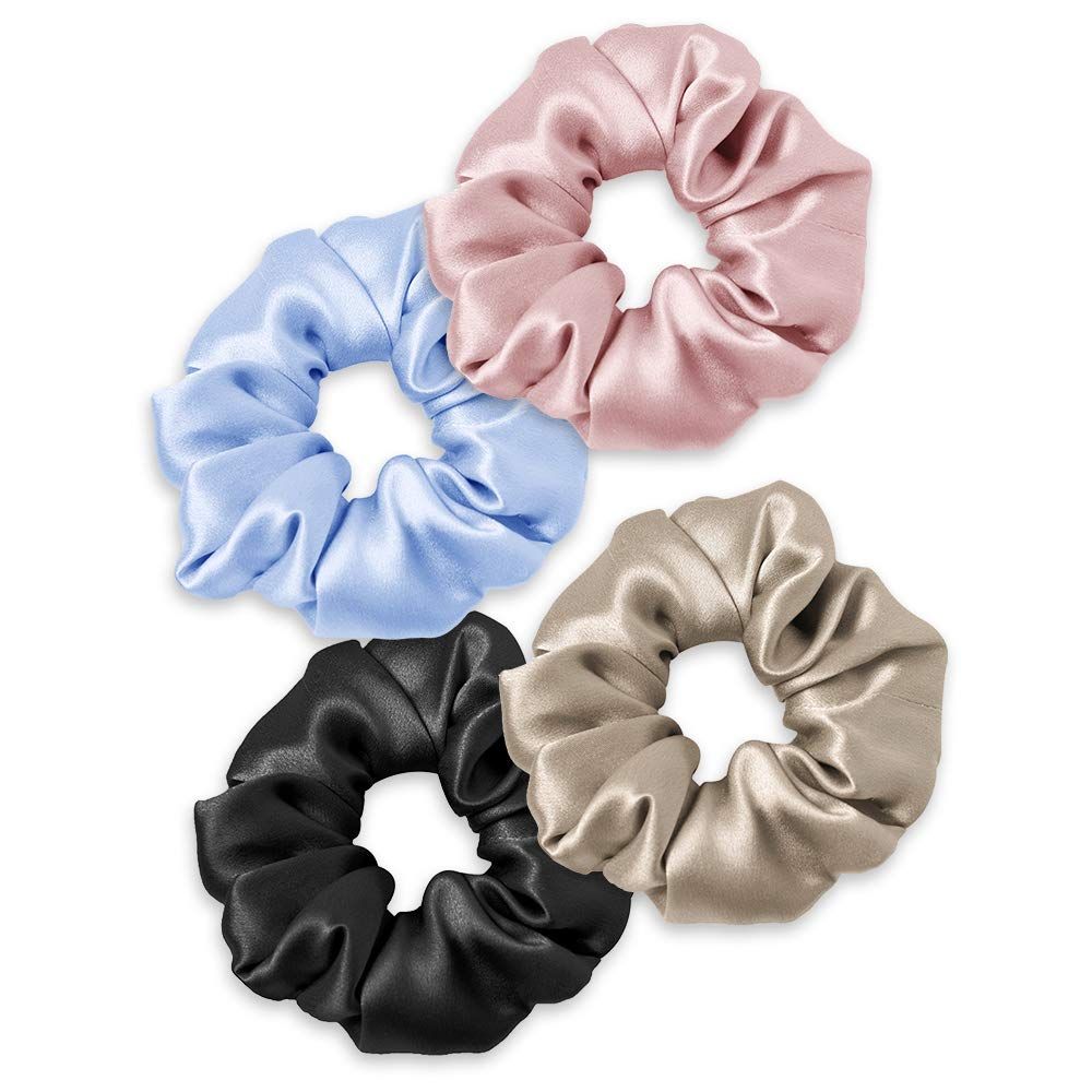 Mommesilk Mulberry Silk Hair Scrunchies Elastic Bobbles Hair Ties Band for Women Hair Care 100 Si... | Amazon (US)