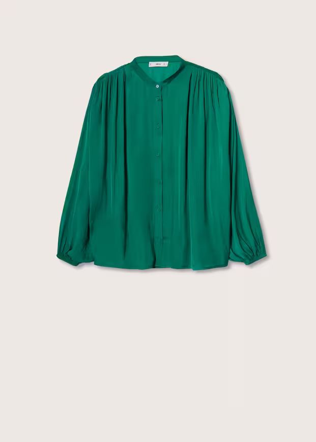 Ruched satin blouse | MANGO (US)