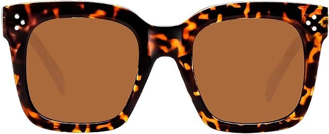 GRFISIA Classic Women Oversized Square Sunglasses for 100% UV Protection Flat Lens Fashion Shades... | Amazon (US)