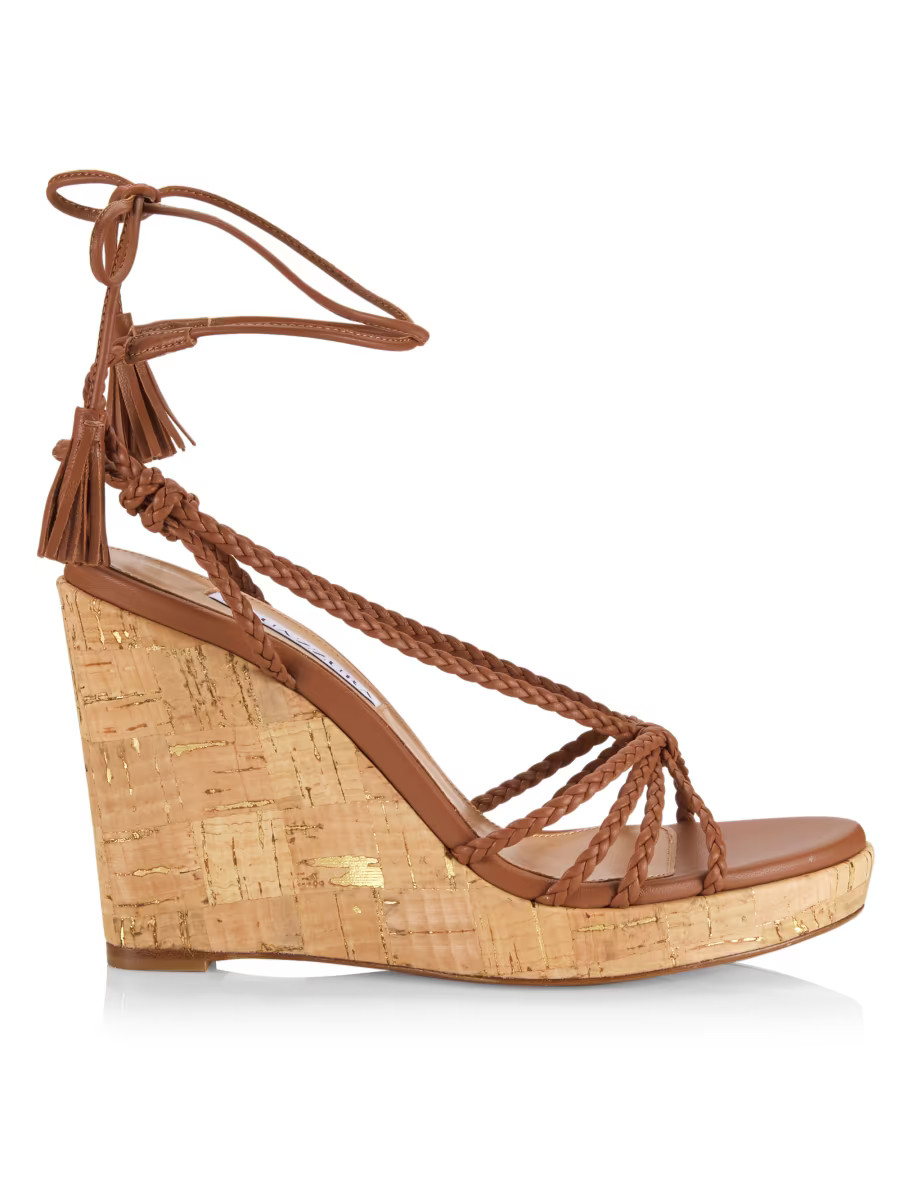 Havana 110MM Braided Leather Wedge Sandals | Saks Fifth Avenue