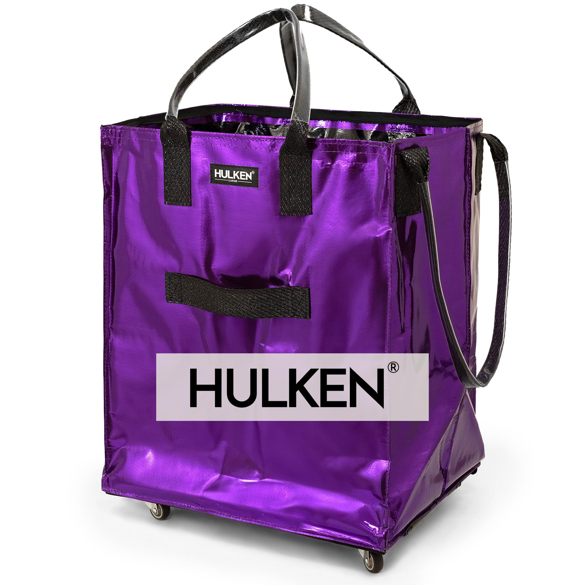 (Large, Ultraviolet) Reusable Grocery Bag On Wheels, Shopping Trolley, Rolling Tote, Zipper Closu... | Amazon (US)