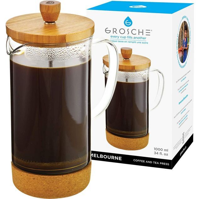 GROSCHE MELBOURNE Eco Friendly French Press Coffee Maker with Bamboo Cork, 34 fl oz. Capacity | Target