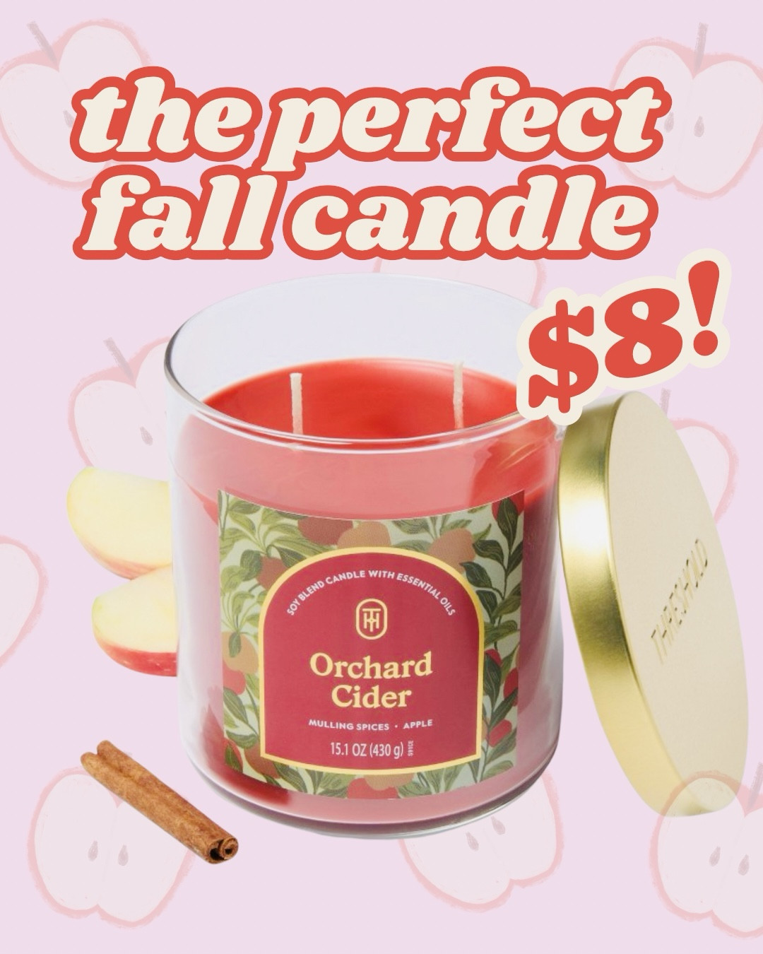 I love a good fall candle, and I got this last week for my salon and so many people stopped by my room and told me how good it smells. All my clients loved it. I got it for my house also because it’s the perfect fall sent - not too strong, but the perfect hint of apple and cinnamon. And it’s on sale for $8! 