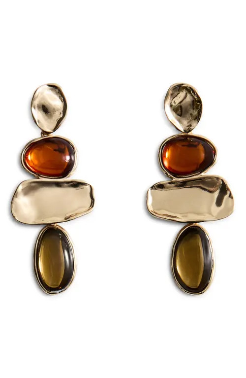 MANGO Mixed Media Drop Earrings in Gold at Nordstrom | Nordstrom