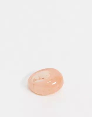ASOS DESIGN ring in dome shape in pink marble plastic | ASOS (Global)