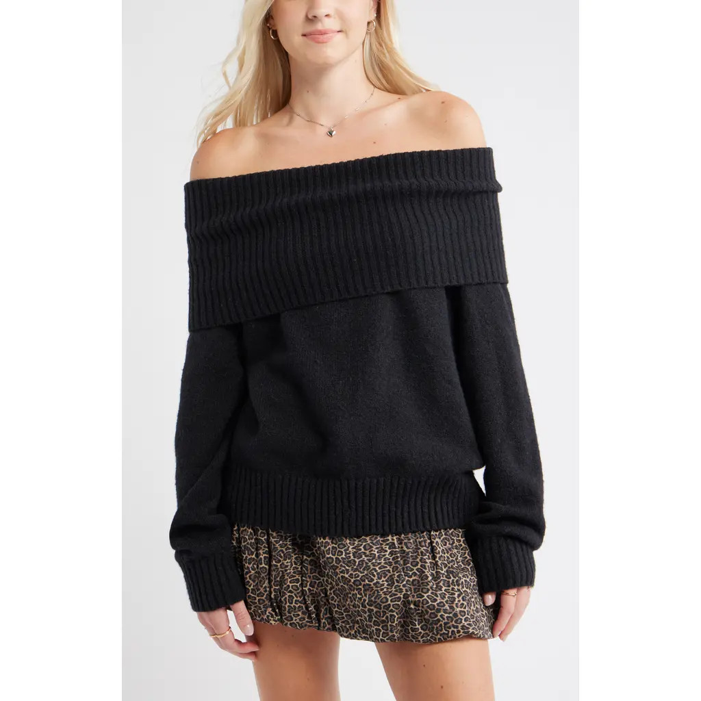 BP. Off the Shoulder Sweater in Black at Nordstrom, Size Xx-Small | Nordstrom