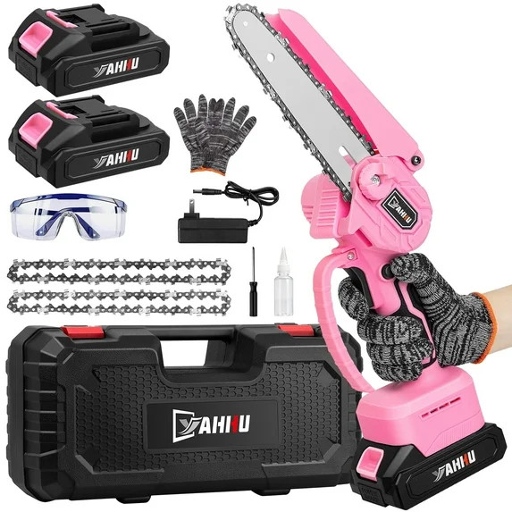 YAHHU 6 inch Lovely Pink Mini Chainsaw, Portable Handheld Electric Cordless Chainsaw,21V Battery,... | Walmart (US)