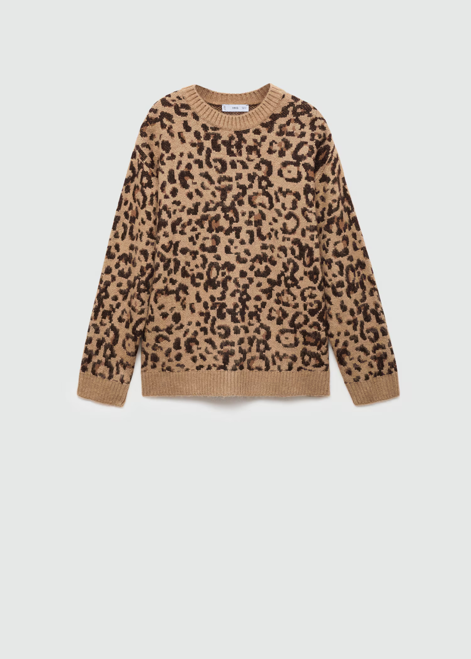 Leopard-print sweater with contrasting trims - Women | MANGO USA | MANGO (US)