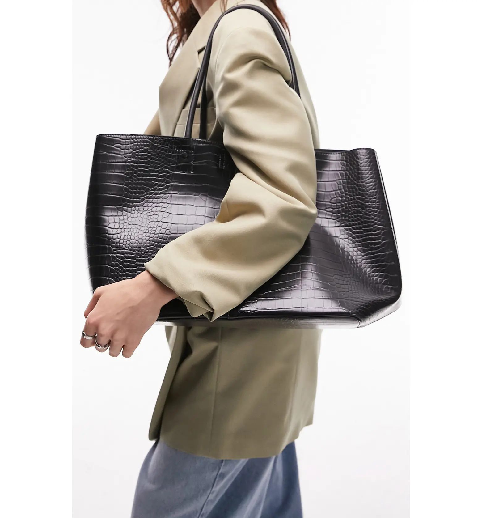 Tala Croc Embossed Faux Leather Tote Bag | Nordstrom