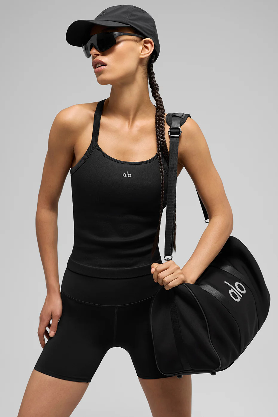 ALO | Seamless Ribbed Favorite Full Length Bra Tank Top in Black, Size: Small | Alo Yoga (US)