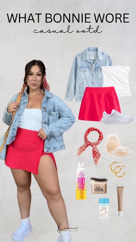 Casual Summer Outfit Ideas ❤️🍓 Midsize Fashion | Activewear | Athleisure | Summer Outfit Inspo | Casual Outfit | Golf Skirt | Denim Jacket | Red Skirt

#LTKStyleTip #LTKActive #LTKMidsize