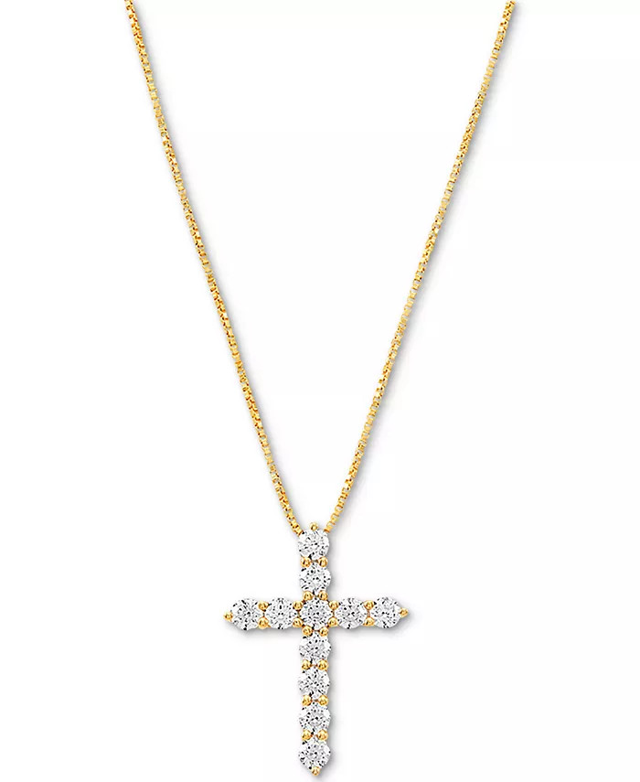 Cubic Zirconia Cross 18" Pendant Necklace | Macy's