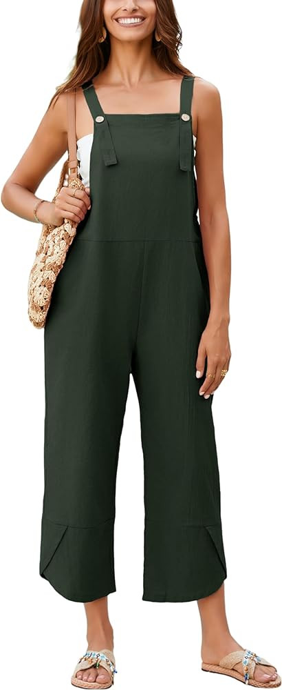 Uaneo Womens Cotton Adjustable Casual Summer Bib Overalls Jumpsuits with Pockets | Amazon (US)