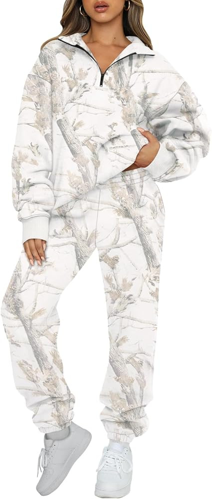 AUTOMET Women's Sweatsuits 2 Piece Outfits Lounge Sets Long Sleeve Half Zip Pullover and Baggy Sw... | Amazon (US)