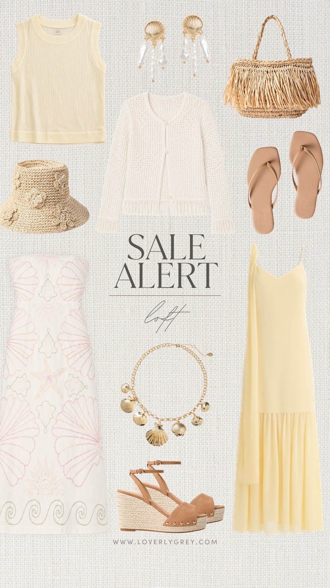 Butter yellow, coastal textures, and the prettiest little sale finds 🌼✨ These breezy summer pieces are giving elevated beach getaway energy without the splurge. From raffia accessories to soft butter tones, every piece feels timeless for vacation, brunch, or warm-weather events.

loverly grey, butter yellow outfit, coastal chic style, raffia bag, summer sale finds, beach vacation outfits, neutral summer fashion, woven accessories, midi dress outfit, resort wear style, shell jewelry, espadrille wedges, chic summer capsule

#LTKTravel #LTKSeasonal #LTKootd