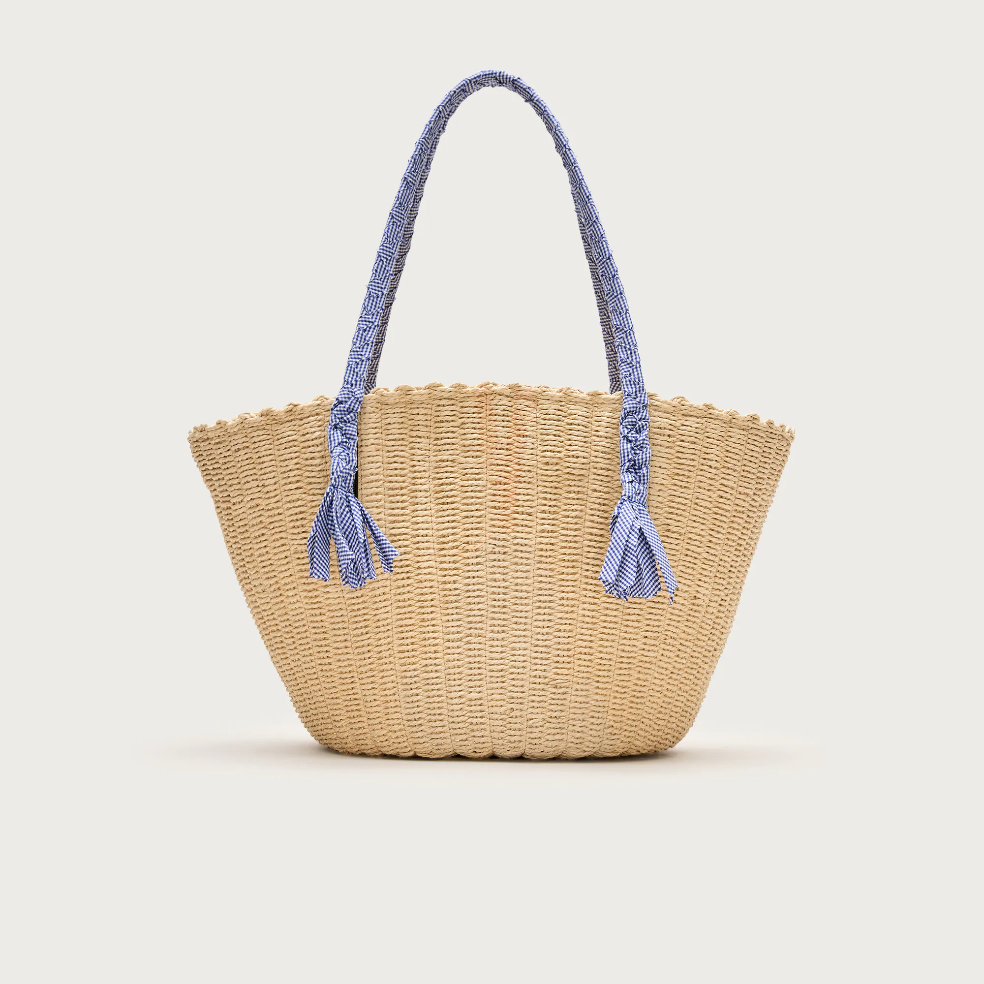 Como handwoven straw tote with gingham handles | J. Crew US