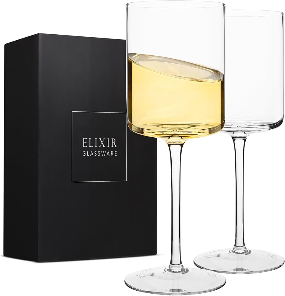 Edge Wine Glasses, Modern & Elegant Square Glass Set of 2, Large Red Wine or White Wine Glass - U... | Amazon (US)