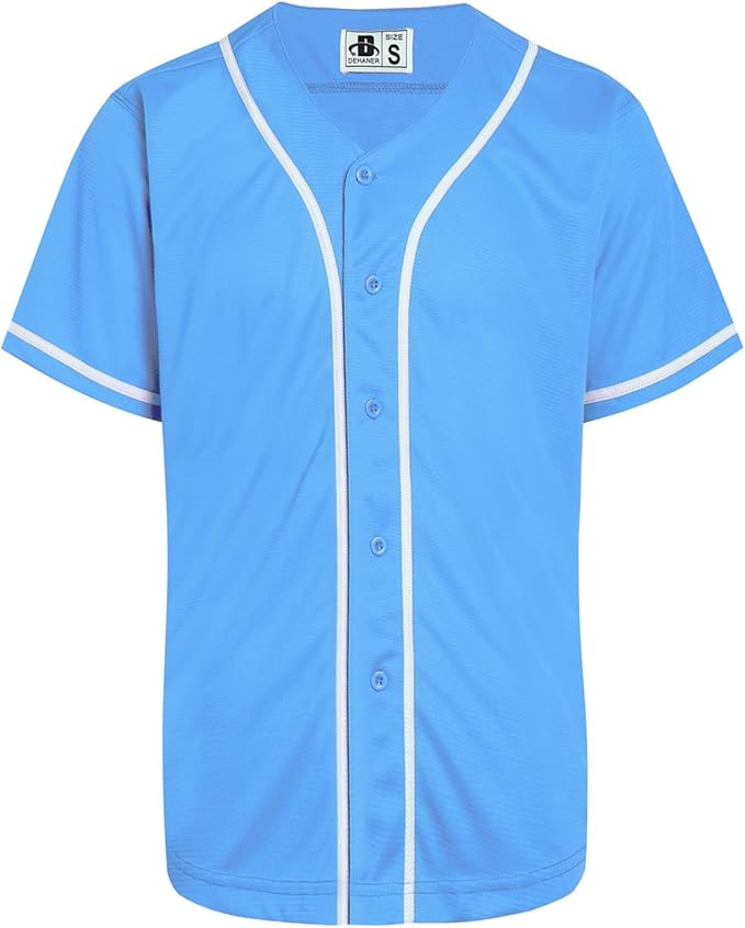 DEHANER Plain Blank Baseball Jerseys for Men Women Adult Hip Hop Hipster Button Down Shirts Sport... | Amazon (US)