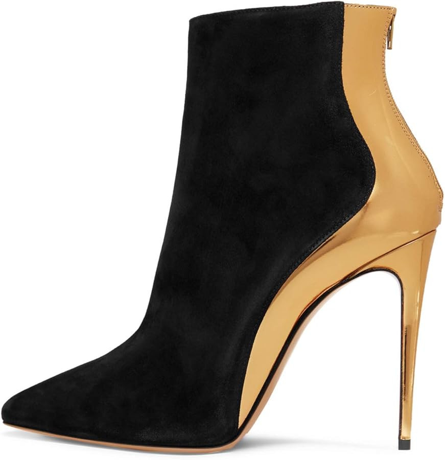 FSJ Women Fashion High Heel Ankle Boots with Rivets Closed Pointed Toe Stilettos Zipper Unique St... | Amazon (US)