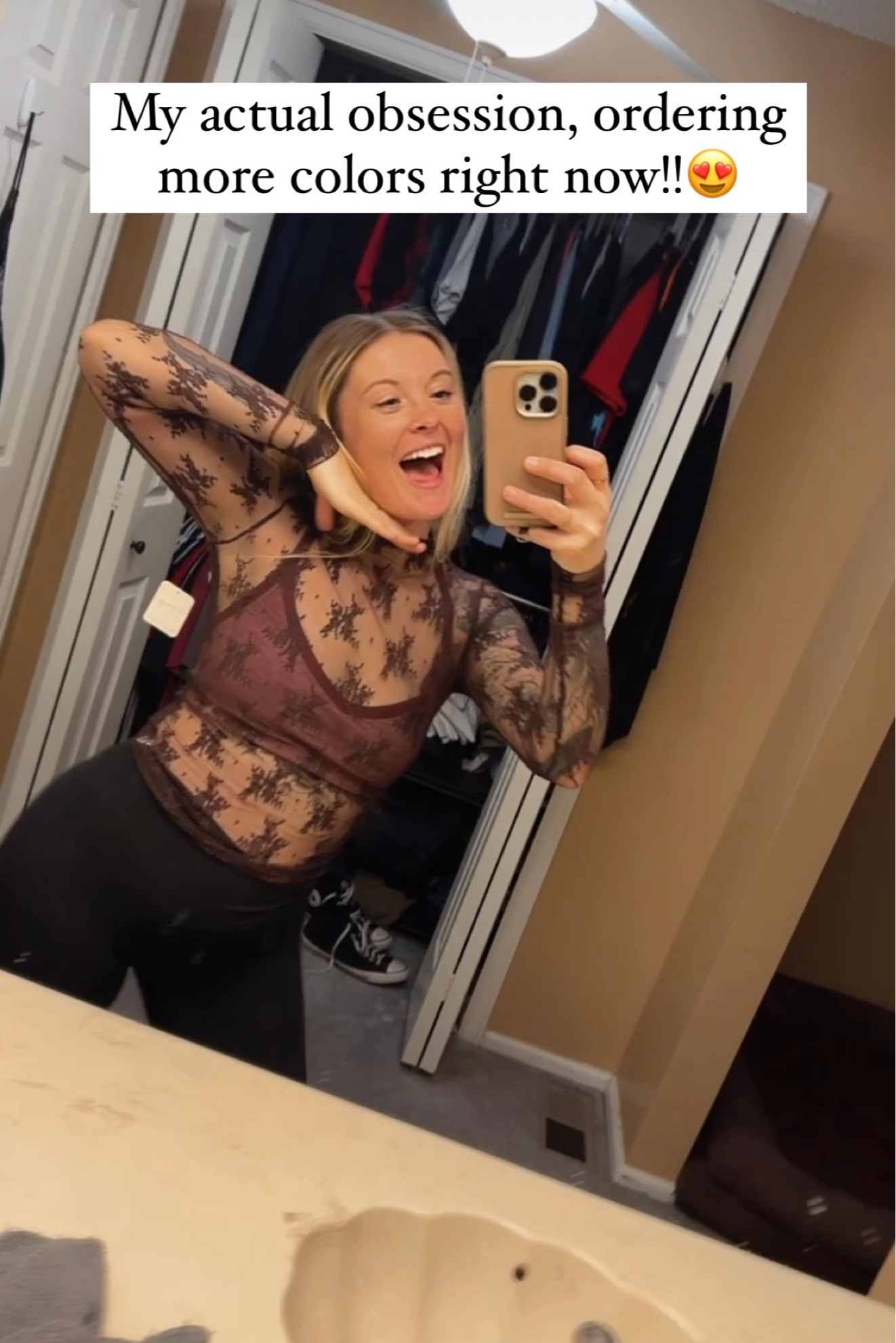 I can’t wait to style this shirt!!!😍 (no I would not wear a sports wear like this underneath but I was too excited not to share it ASAP!) Wearing a size small 

#LTKworkwear #LTKstyletip #LTKfindsunder50