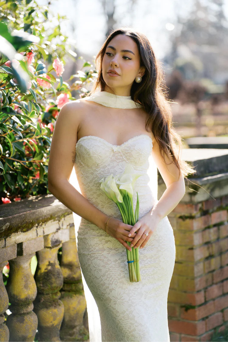 Amana Strapless Scarf Maxi Dress - White | Confête