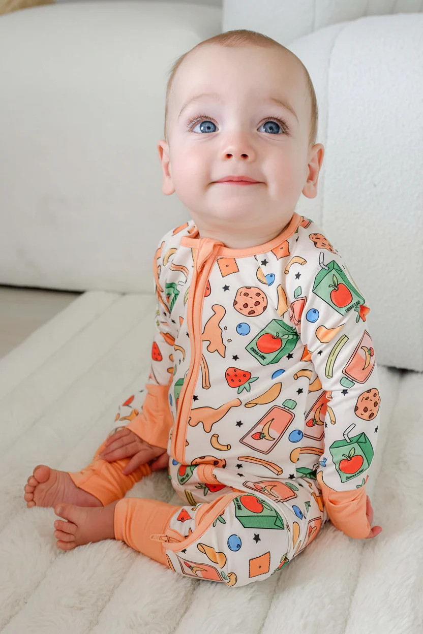 Convertible Bamboo Zip Romper | Snack Attack | Caden Lane
