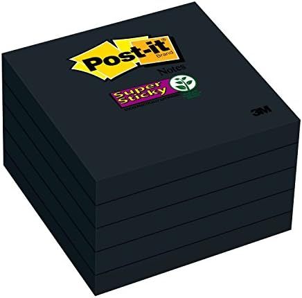 Post-it Super Sticky Notes, 3 in x 3 in, 5 Pads, 2x the Sticking Power, Black, Recyclable (654-5SSSC | Amazon (US)