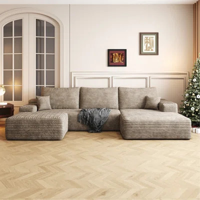 107" Cloud Sectional Sofa With 1 Ottoman,Modern Minimalist Upholstered Couches, Comfort U Shaped Sofa For Living Room,Deep Seat Corner Couch,No Assemb | Wayfair North America
