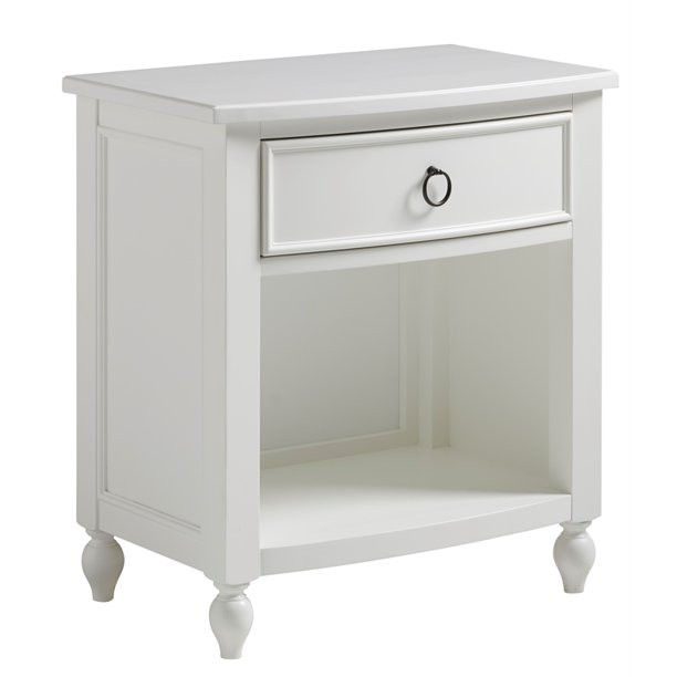 Curved Front One Drawer Wood Nightstand in White - Walmart.com | Walmart (US)