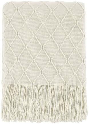 BOURINA Throw Blanket Textured Solid Soft Sofa Couch Decorative Knitted Blanket (Beige,50x60 inch... | Amazon (CA)