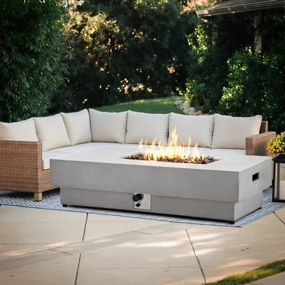 60" Rectangular Propane Fire Pit Table with Lava Rocks – 50,000 BTU Outdoor Gas Fireplace for Patio or Deck | Wayfair North America