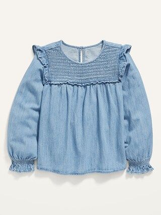 Long-Sleeve Ruffle Chambray Top for Girls | Old Navy (US)