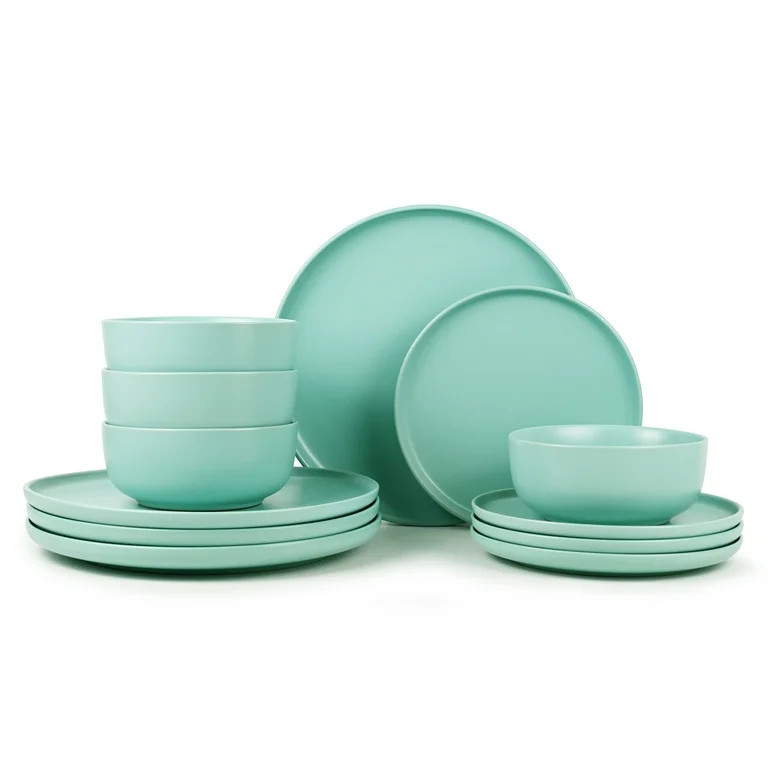 Mainstays Alessandra Mint 12-Piece Stoneware Dinnerware Set | Walmart (US)