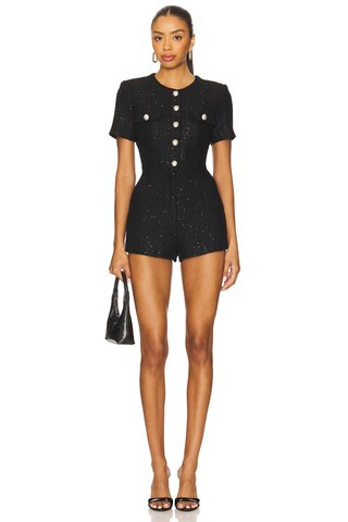 Bardot Estelle Boucle Playsuit in Black from Revolve.com | Revolve Clothing (Global)