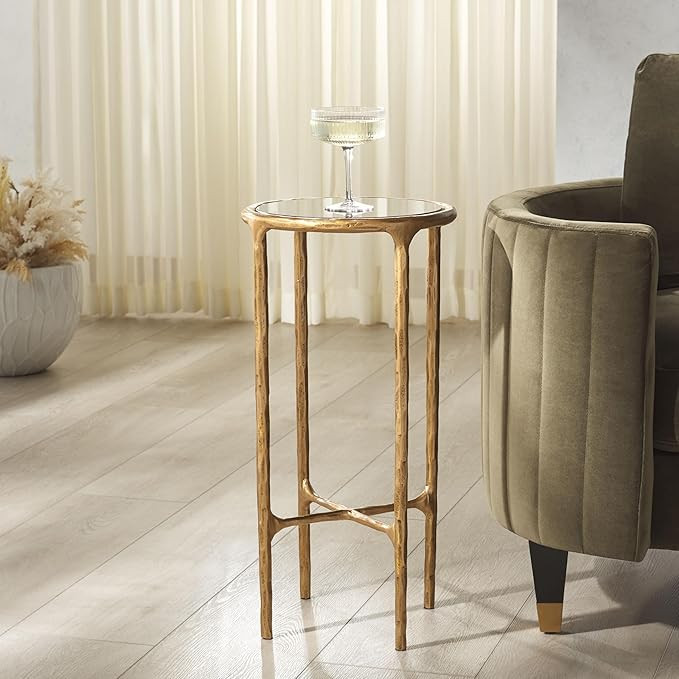 SAFAVIEH Couture Collection Jessa Brass Base & Black Marble Top Tall Round End Table, Fully Assem... | Amazon (US)