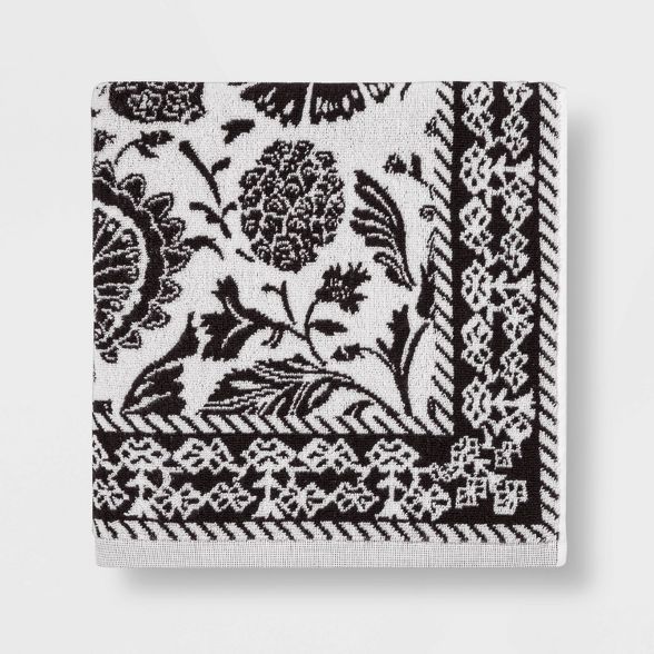 Floral Framed Bath Towel Dark Gray - Threshold™ | Target