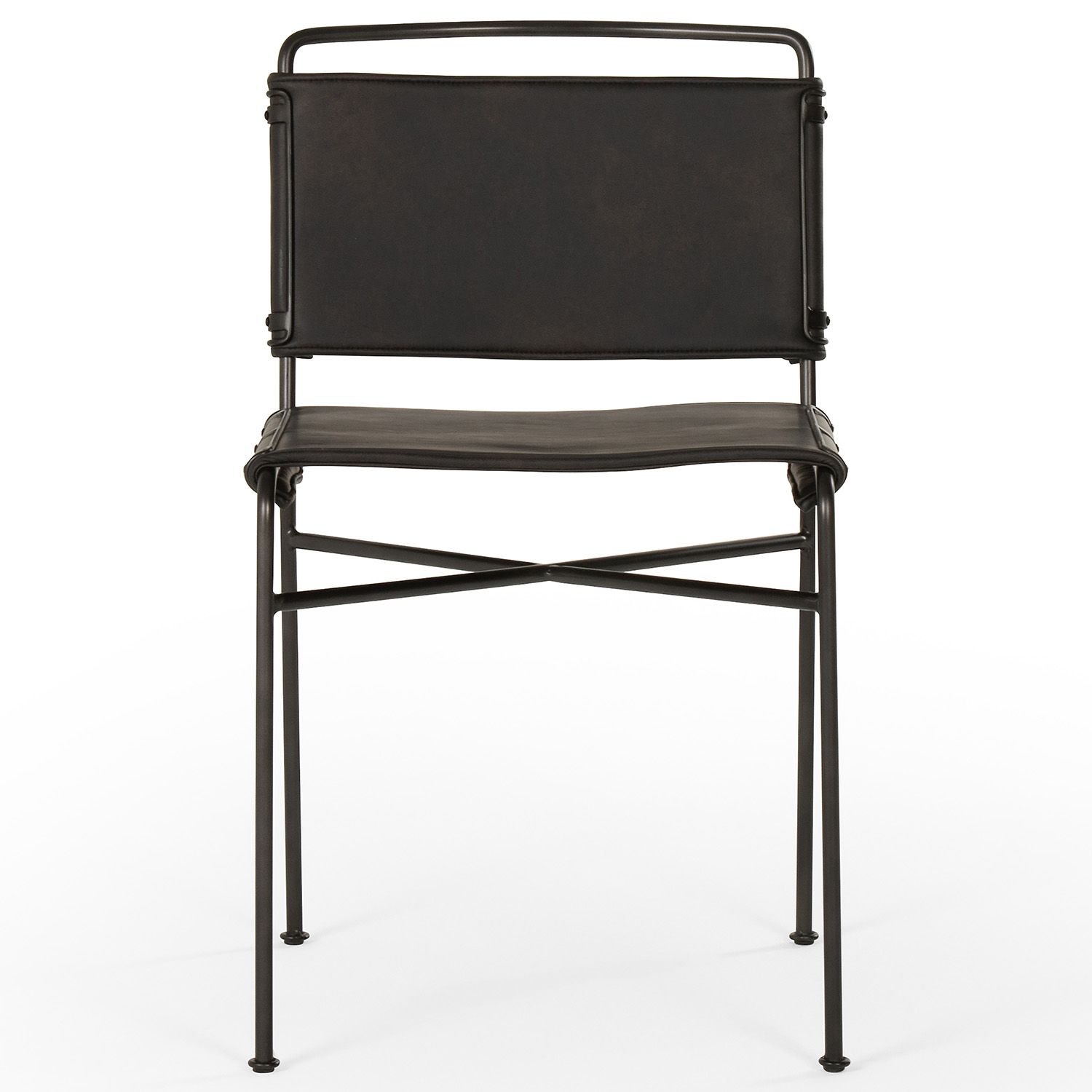 Oxton Industrial Loft Black Seat Iron Frame Dining Side Chair | Kathy Kuo Home