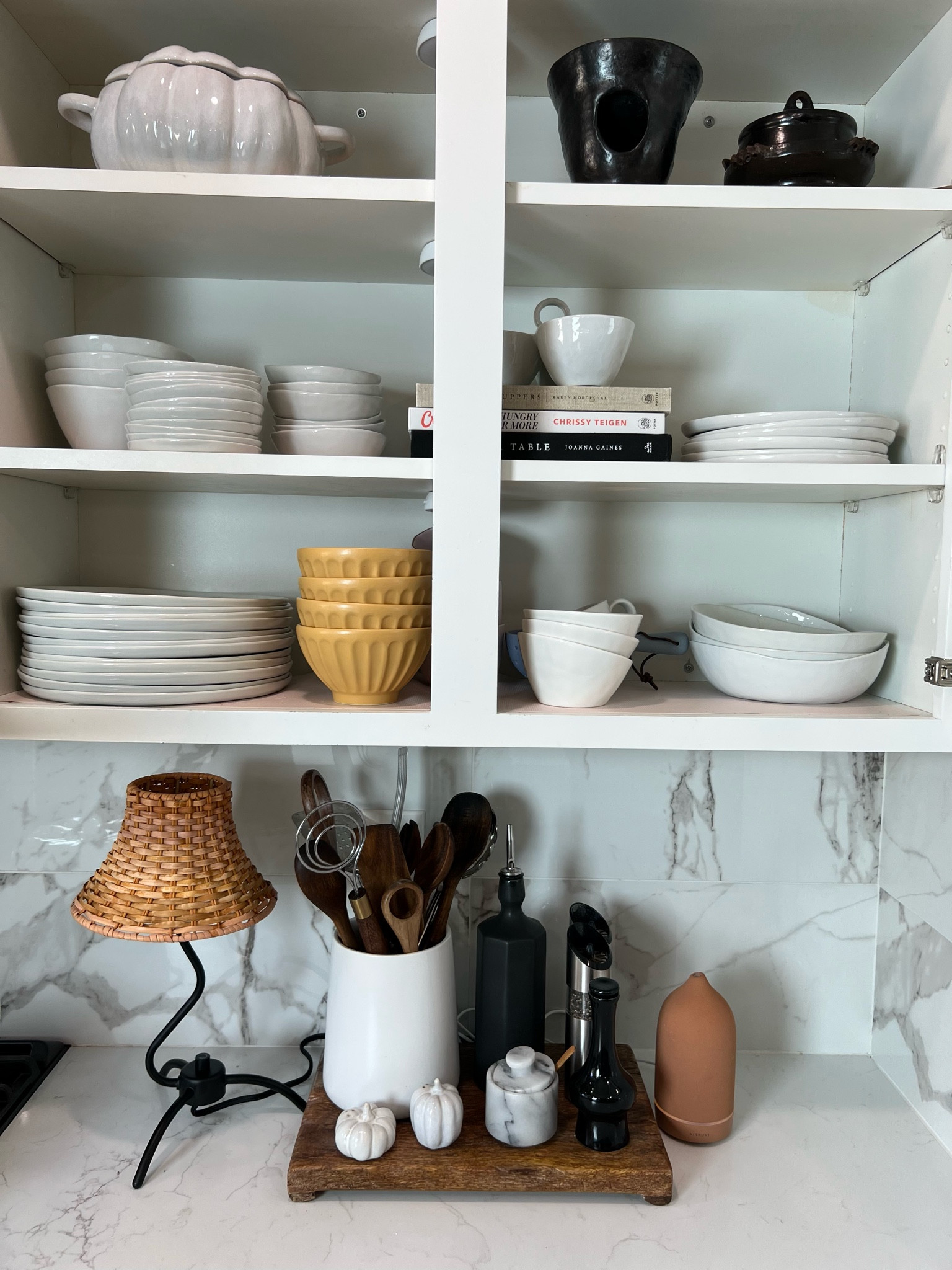 My fall Kitchen decor video out on YouTube check it out (@ lovely at home) Kitchen cabinet organization , fall kitchen decor, fall decor 2023, dinnerware, cb2 table lamp, McGee, Vitruvi oil diffuser, cooking utensils, crate and barrel kitchen, Anthropologie kitchen 

#LTKSeasonal #LTKhome #LTKstyletip