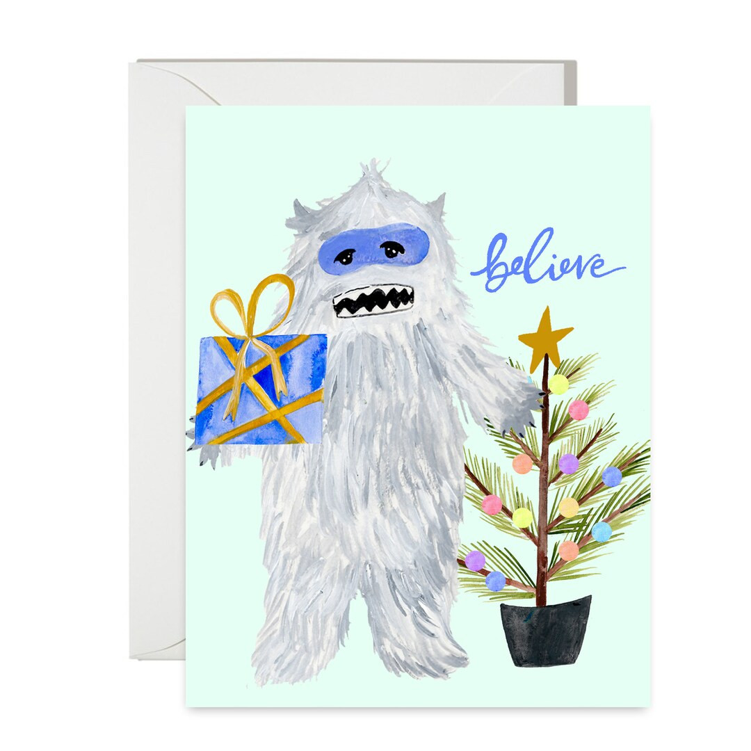 Holiday Greeting Cards Belive Yeti Christmas Single A-2 Card - Etsy | Etsy (US)